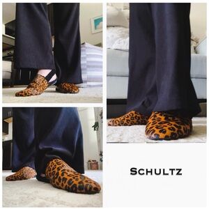 SCHUTZ Pompey Calf Hair Leather Slingback Flat